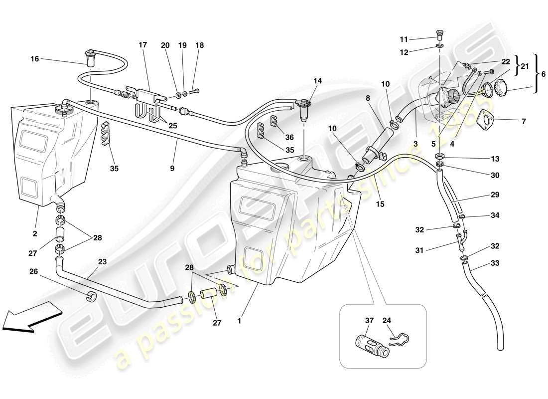 ferrari f430 scuderia (usa) fuel tanks and filler neck parts diagram