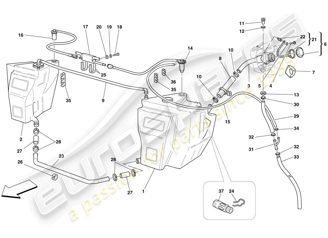 ferrari f430 scuderia (usa) fuel tanks and filler neck part diagram