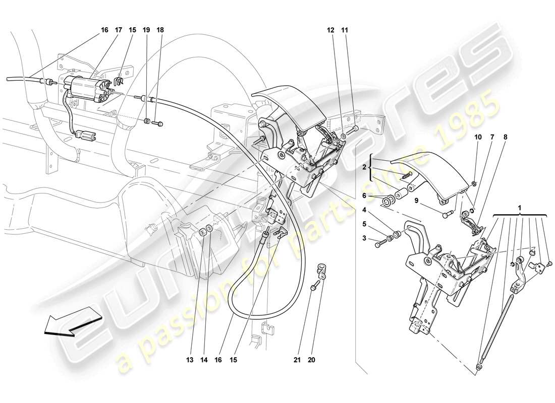 ferrari f430 scuderia (usa) roof control and flap part diagram