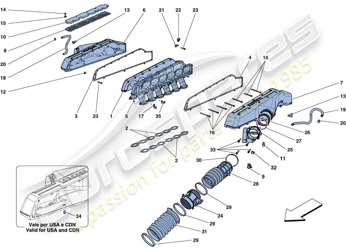 ferrari ff (usa) intake manifold parts diagram