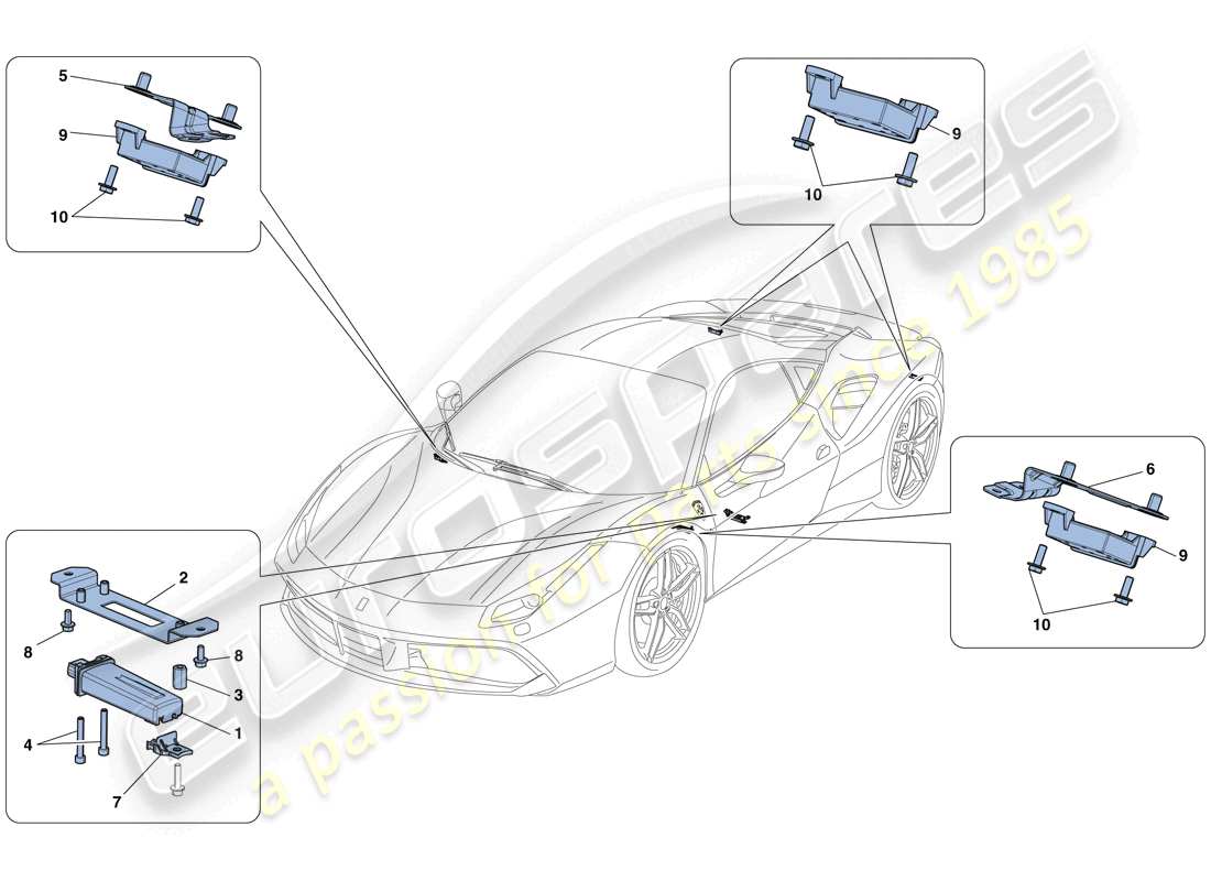 ferrari 488 gtb (rhd) tyre pressure monitoring system parts diagram