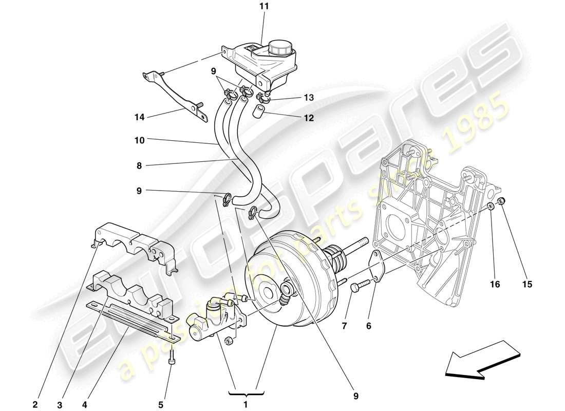 ferrari f430 scuderia spider 16m (europe) hydraulic brake and clutch controls parts diagram