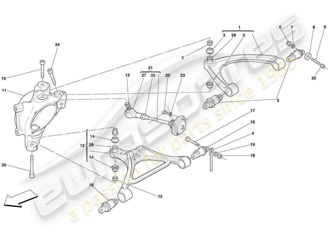 ferrari f430 spider (europe) rear suspension - arms parts diagram