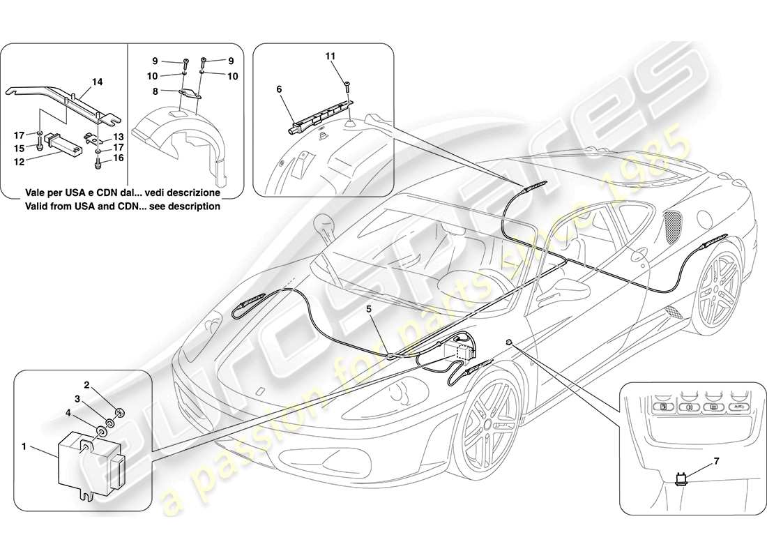 ferrari f430 coupe (usa) tyre pressure monitoring system parts diagram