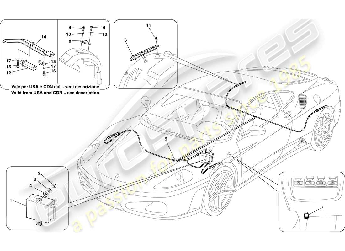 ferrari f430 coupe (rhd) tyre pressure monitoring system parts diagram