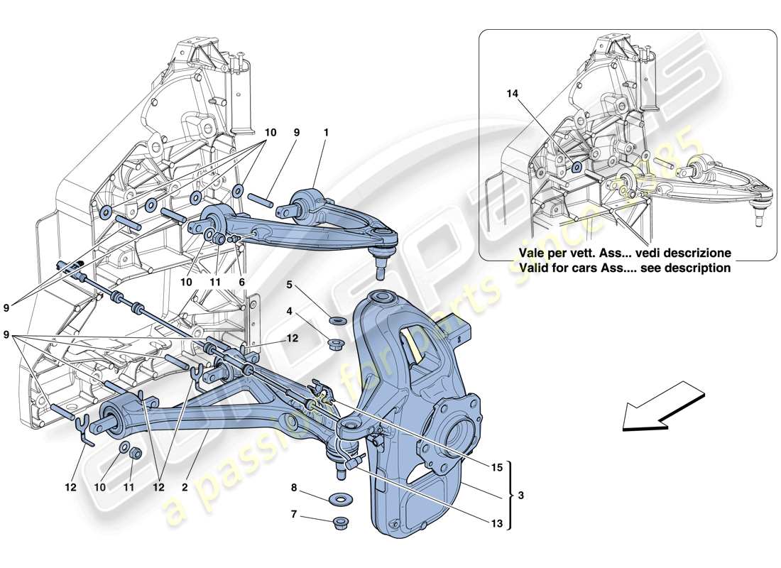 ferrari 458 italia (europe) front suspension - arms parts diagram