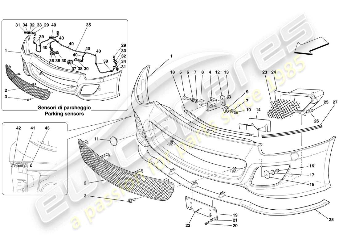 ferrari 599 gto (rhd) front bumper parts diagram