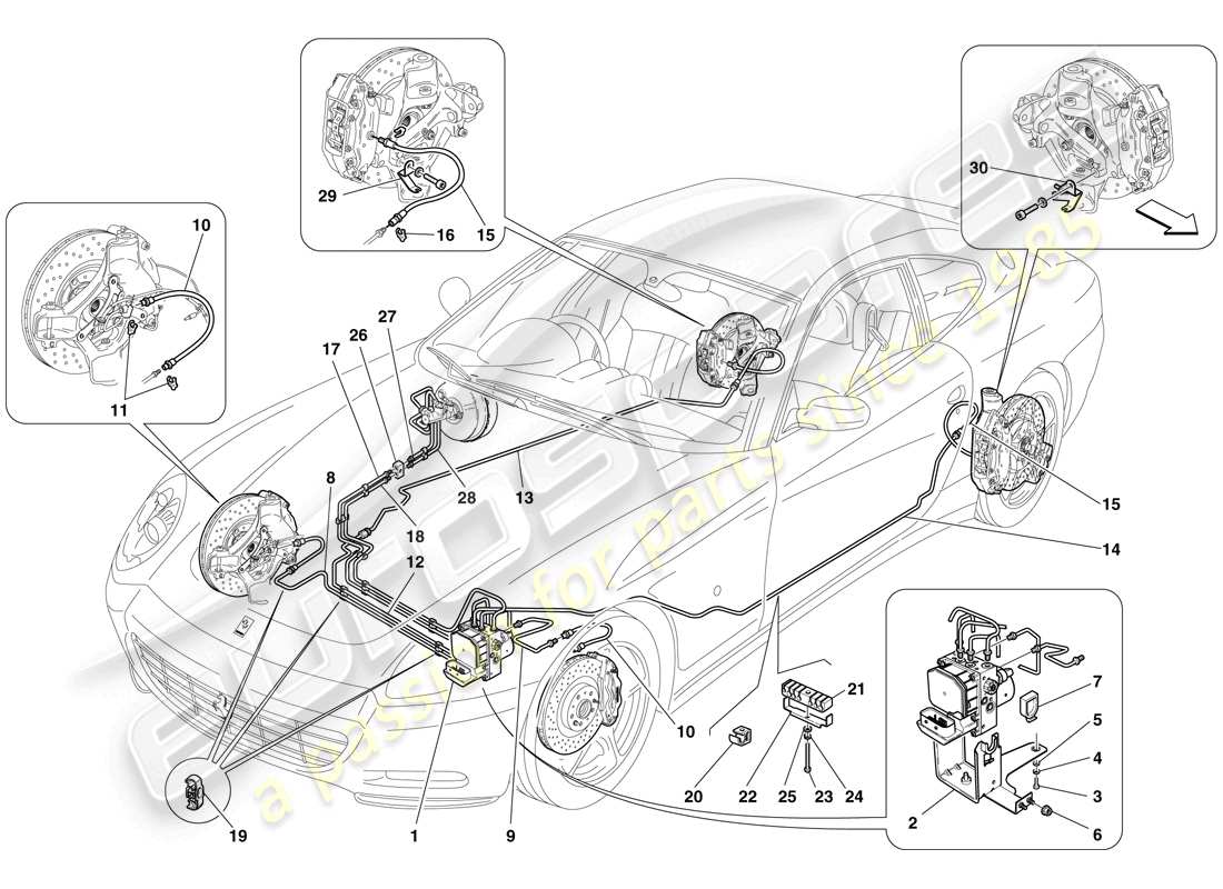ferrari 612 sessanta (rhd) brake system parts diagram