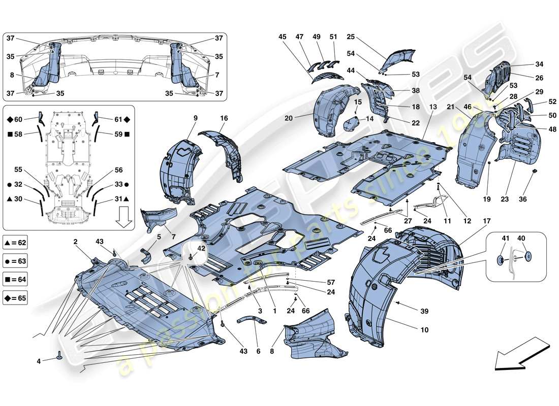 ferrari f12 tdf (europe) flat undertray and wheelhouses parts diagram