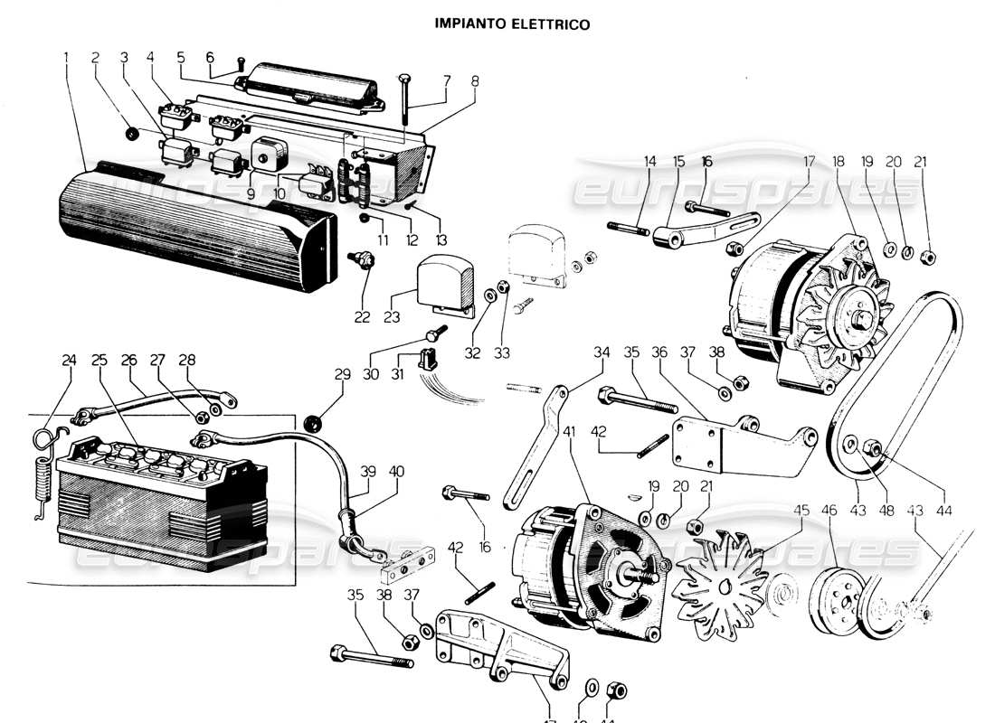 lamborghini espada alternators (0 to 1000) parts diagram