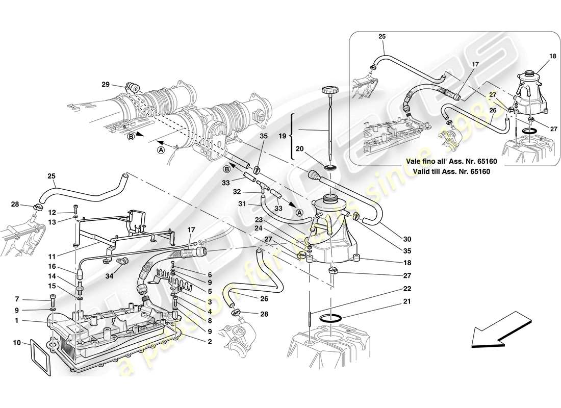 ferrari f430 coupe (rhd) lubrication system - tank - heat exchanger parts diagram