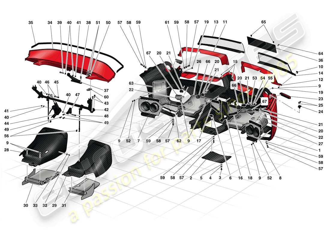 ferrari laferrari (usa) rear bumper part diagram