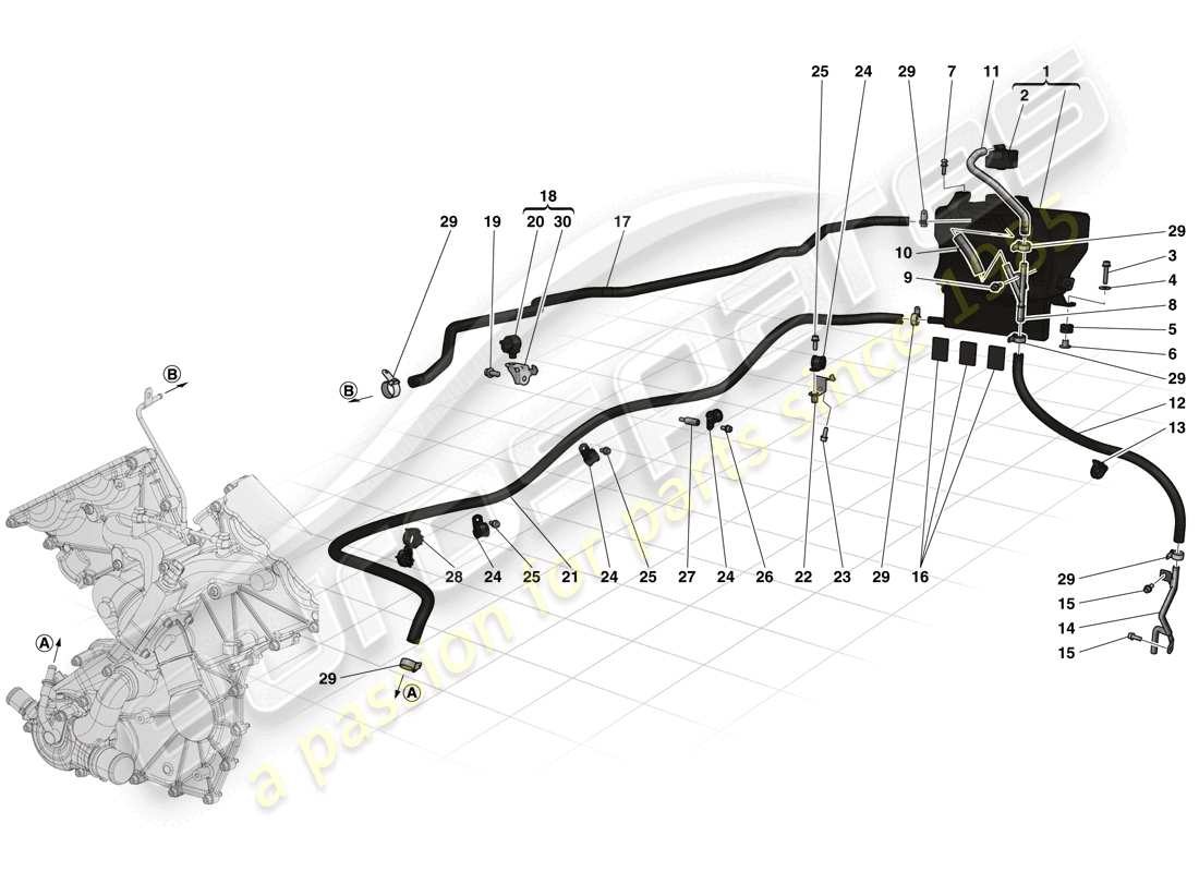 ferrari laferrari (usa) header tank and pipes part diagram