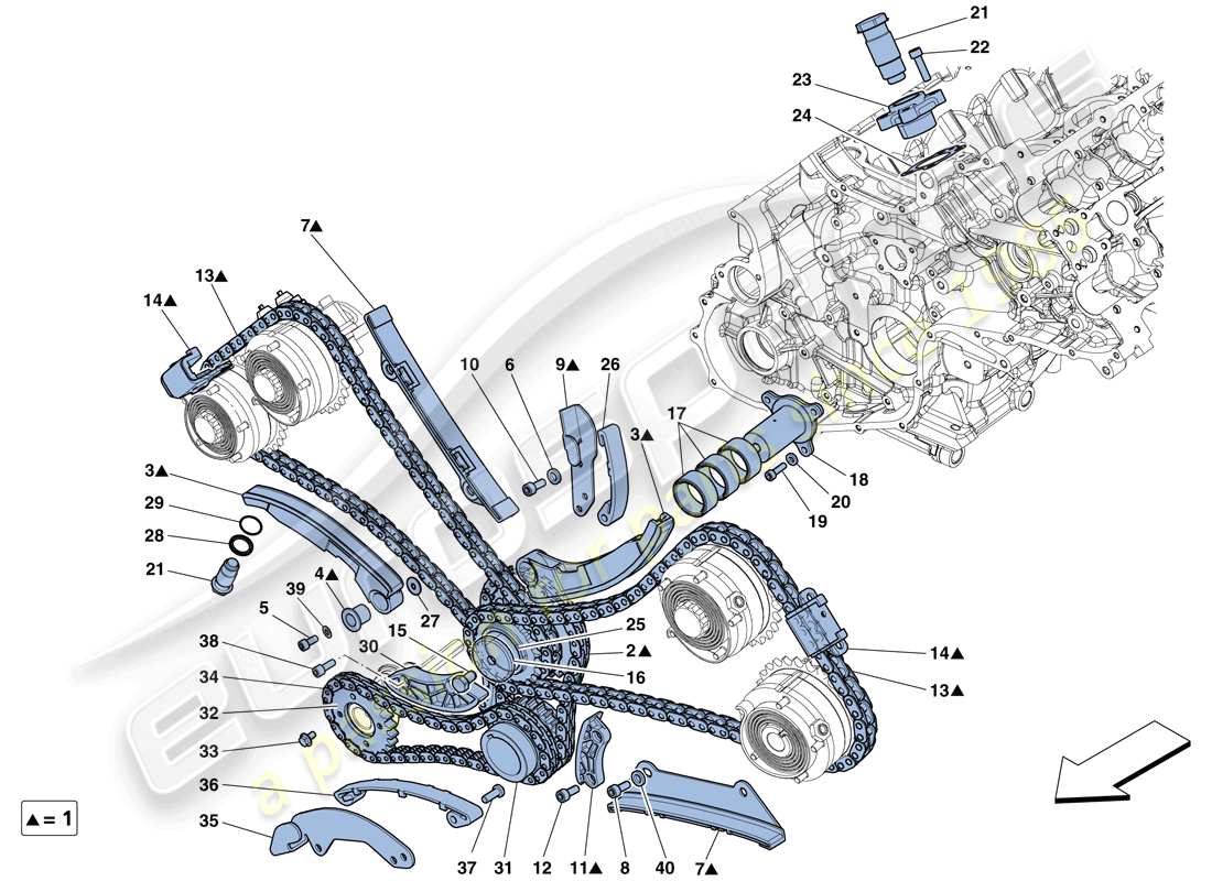 ferrari 458 italia (rhd) timing system - drive parts diagram