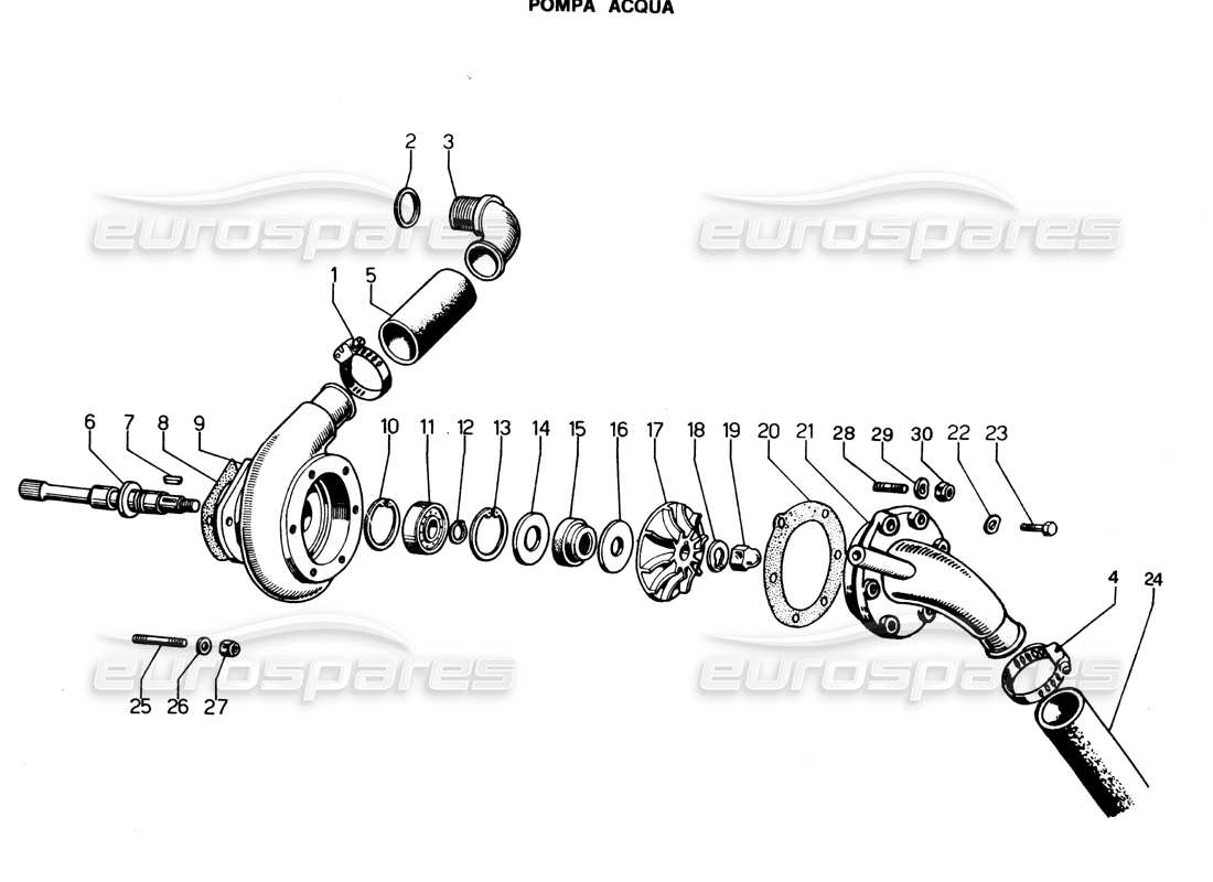 lamborghini espada water pump (alternative) part diagram