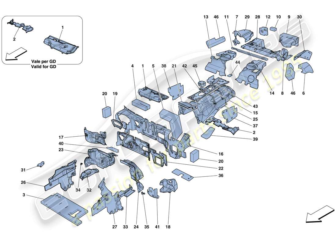 ferrari 812 superfast (usa) insulation parts diagram