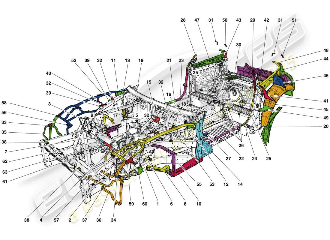 ferrari gtc4 lusso t (europe) chassis completion parts diagram