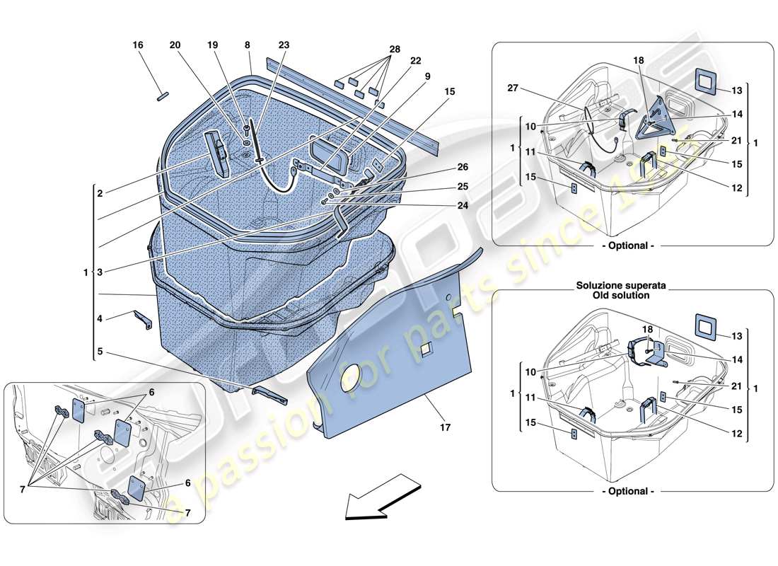 ferrari 458 italia (usa) front compartment trim part diagram