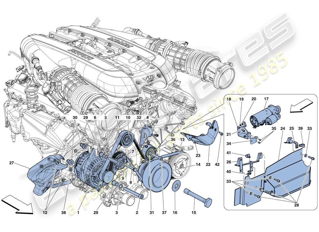 ferrari 812 superfast (rhd) alternator - starter motor part diagram