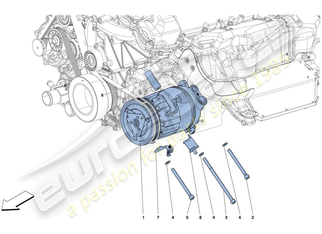 ferrari 812 superfast (europe) ac system compressor parts diagram