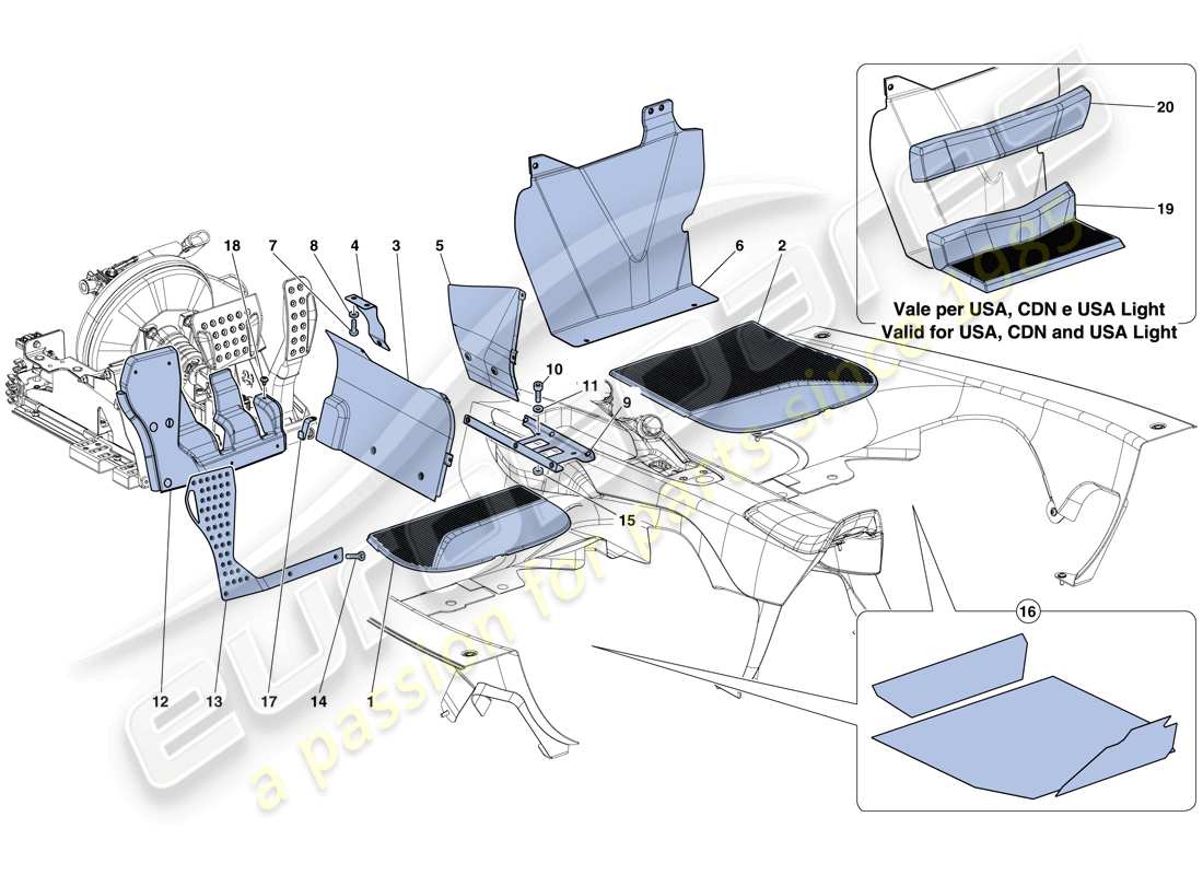 ferrari laferrari aperta (europe) passenger compartment mats part diagram