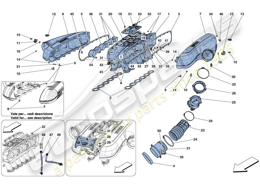 ferrari 812 superfast (europe) intake manifold parts diagram