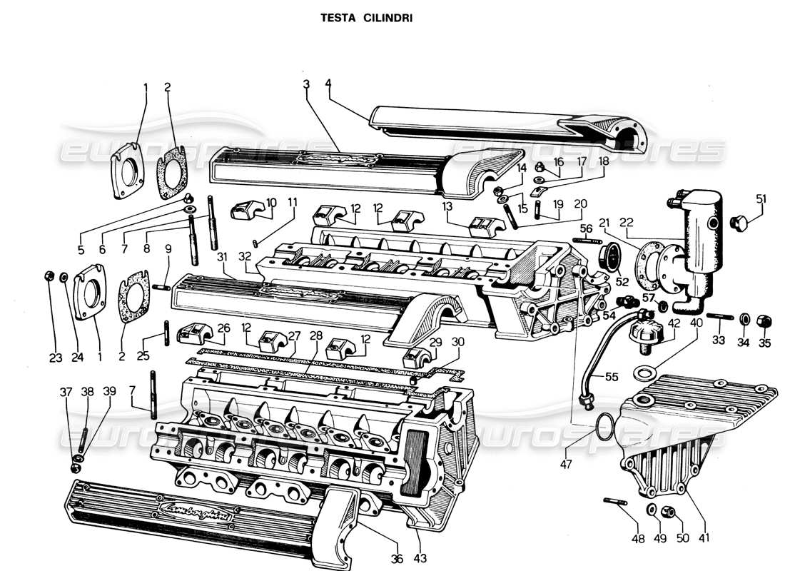 lamborghini espada cylinder heads part diagram