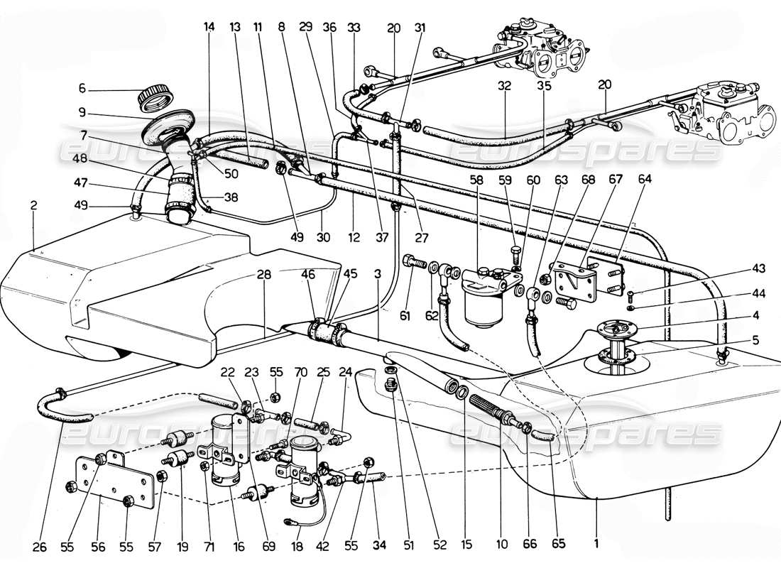 ferrari 365 gtc4 (mechanical) fuel system - revision parts diagram