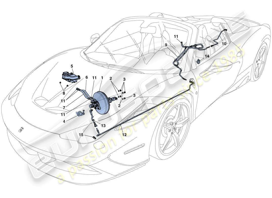 ferrari 458 speciale aperta (europe) servobrake system parts diagram