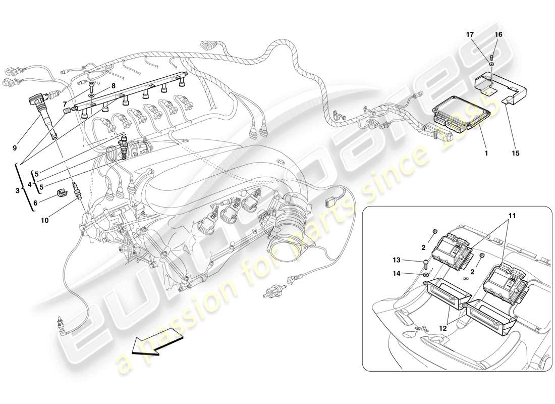 ferrari 599 sa aperta (rhd) injection - ignition system parts diagram