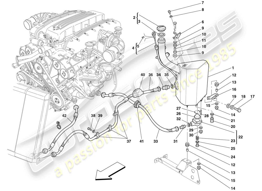 ferrari 612 scaglietti (usa) lubrication system - tank part diagram