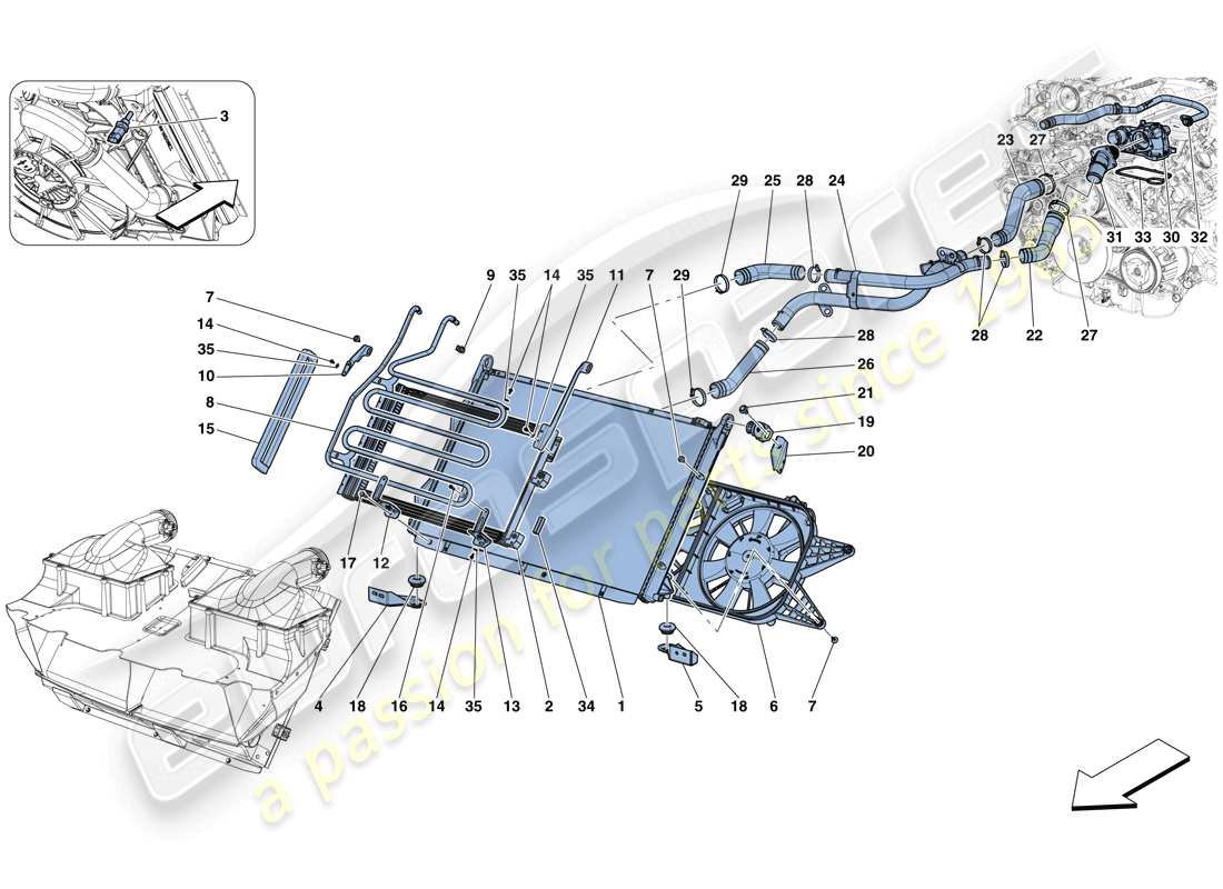 ferrari gtc4 lusso t (usa) cooling - radiators and air ducts parts diagram