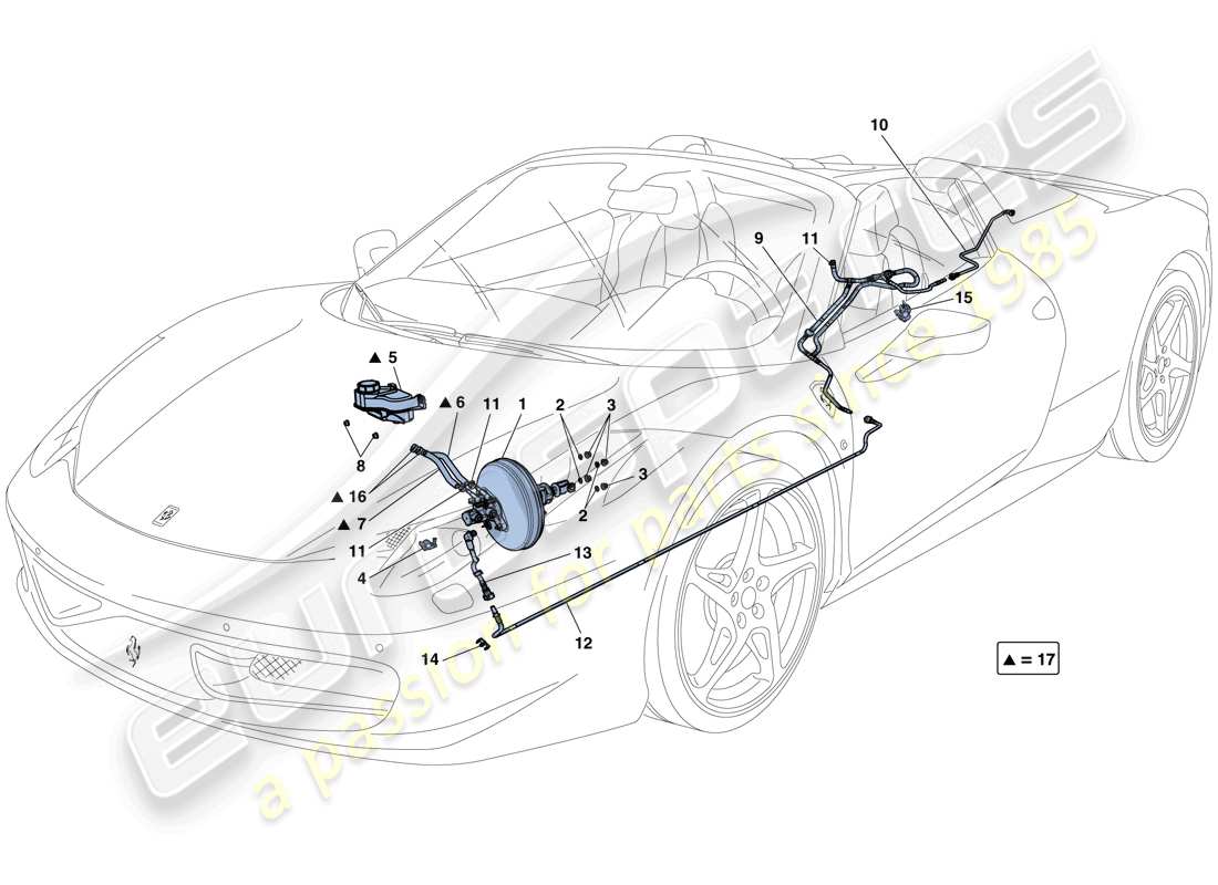 ferrari 458 spider (rhd) power steering system parts diagram