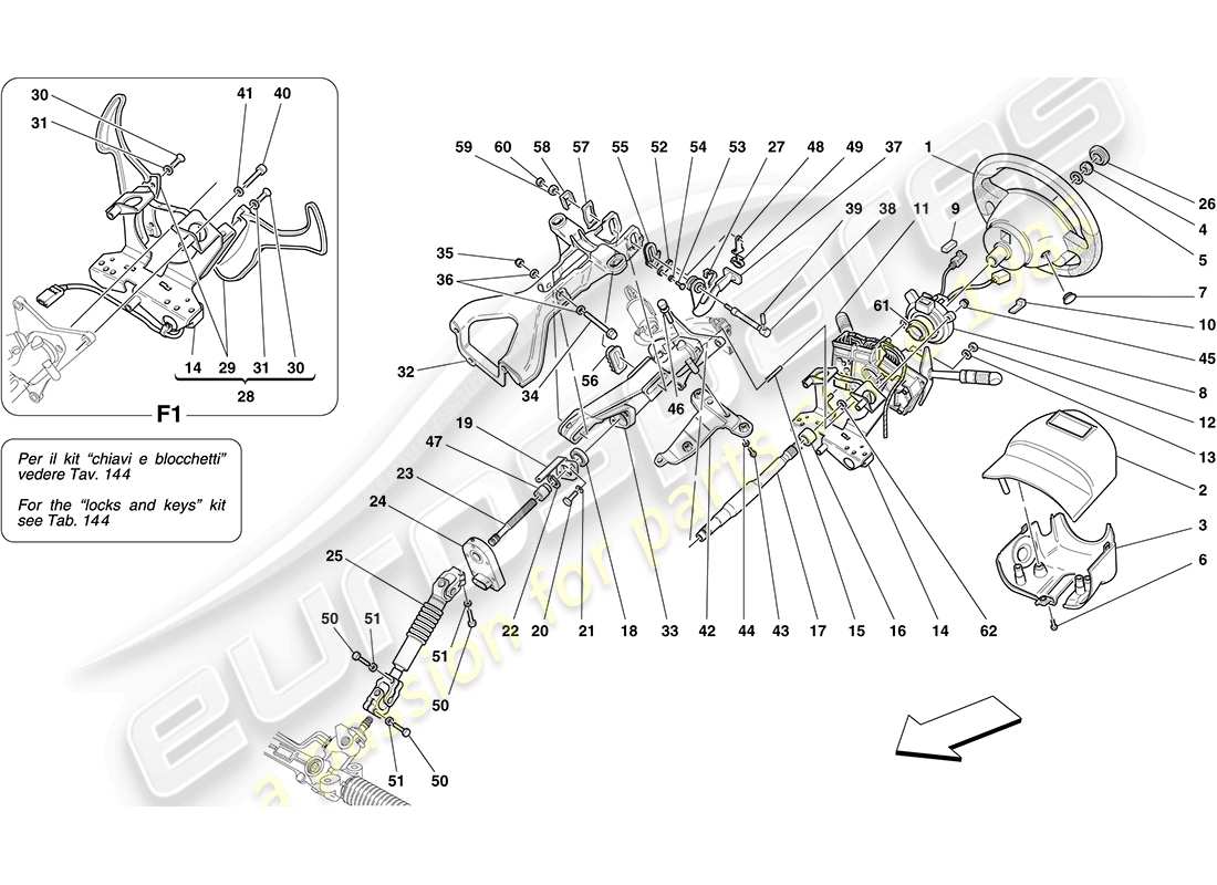 ferrari f430 coupe (usa) steering control parts diagram