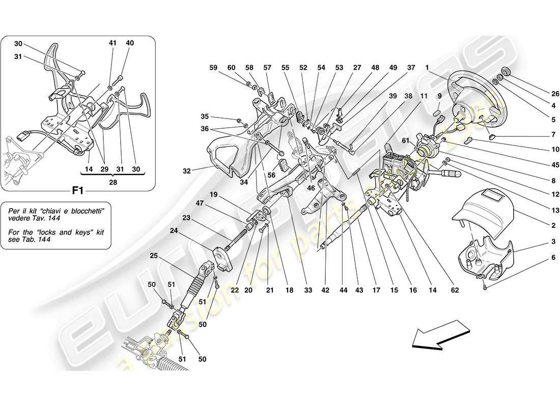 ferrari f430 coupe (usa) steering control part diagram