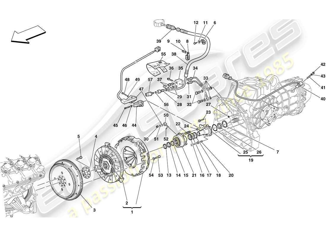 ferrari f430 coupe (usa) clutch and controls parts diagram