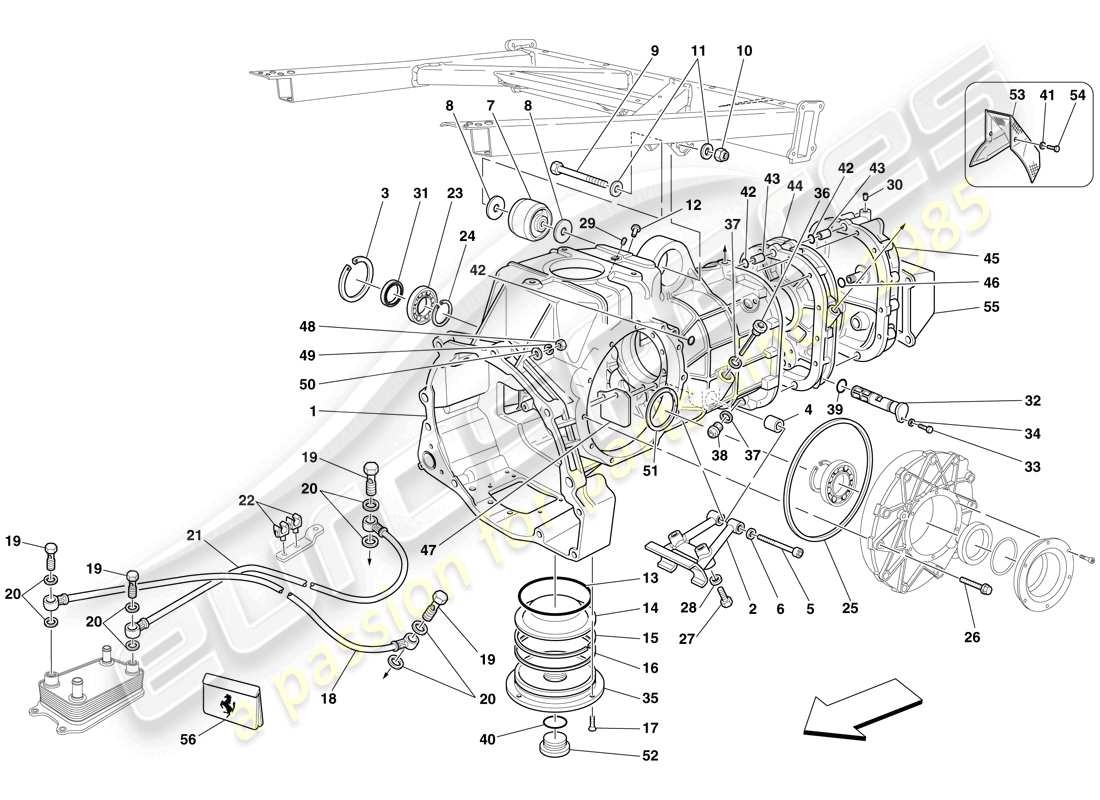 ferrari f430 scuderia (usa) gearbox - covers parts diagram