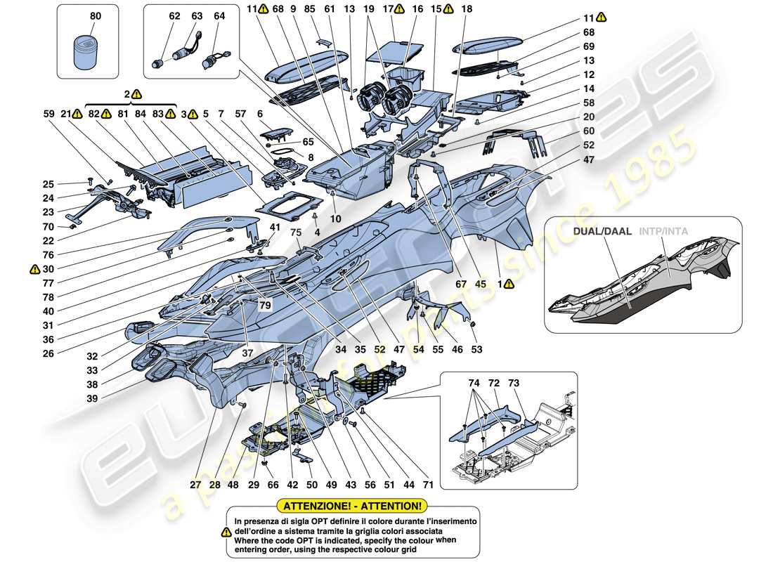ferrari gtc4 lusso (usa) tunnel - substructure and accessories part diagram