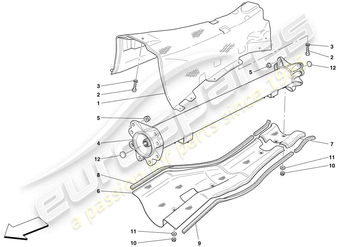 ferrari 599 gtb fiorano (rhd) engine/gearbox connector pipe and insulation part diagram