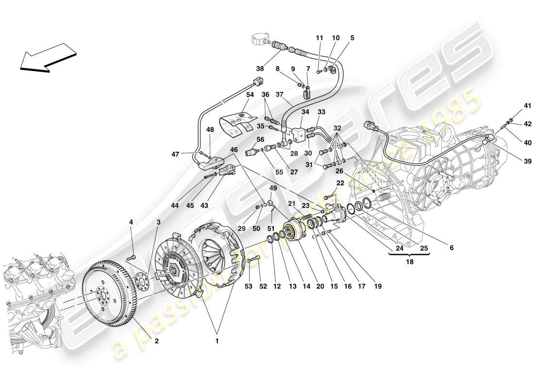ferrari f430 spider (europe) clutch and controls parts diagram