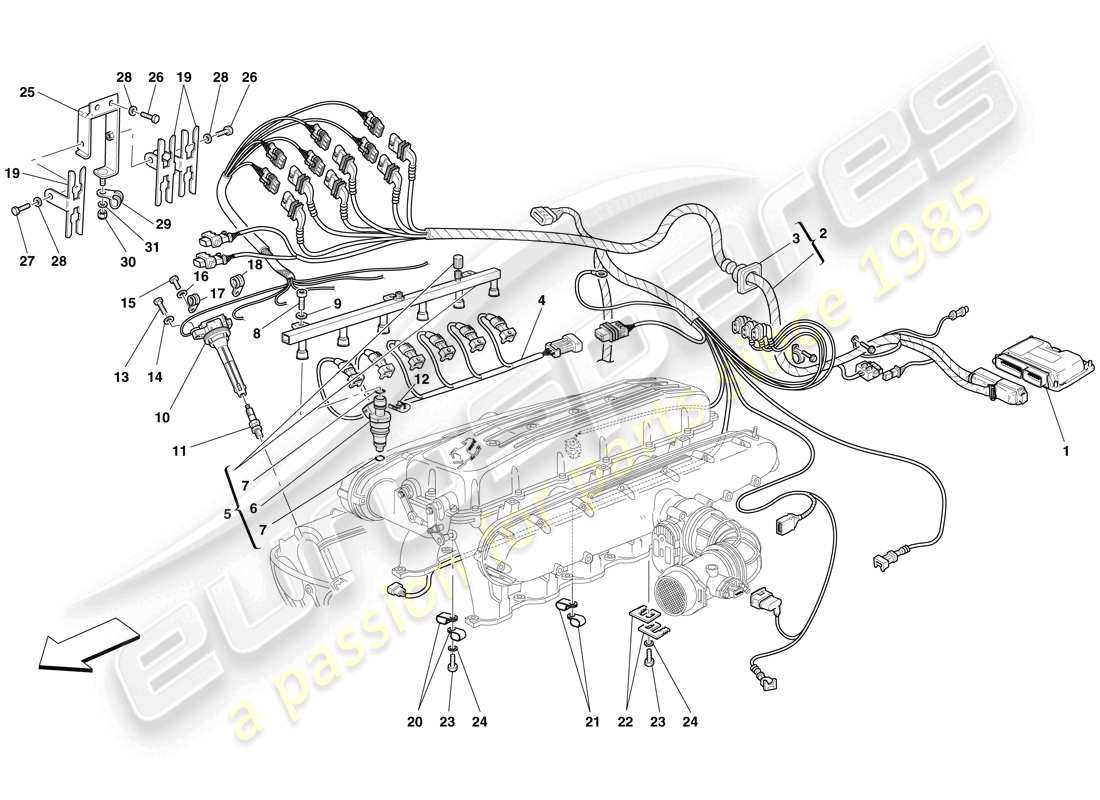 ferrari 612 sessanta (usa) injection - ignition system parts diagram
