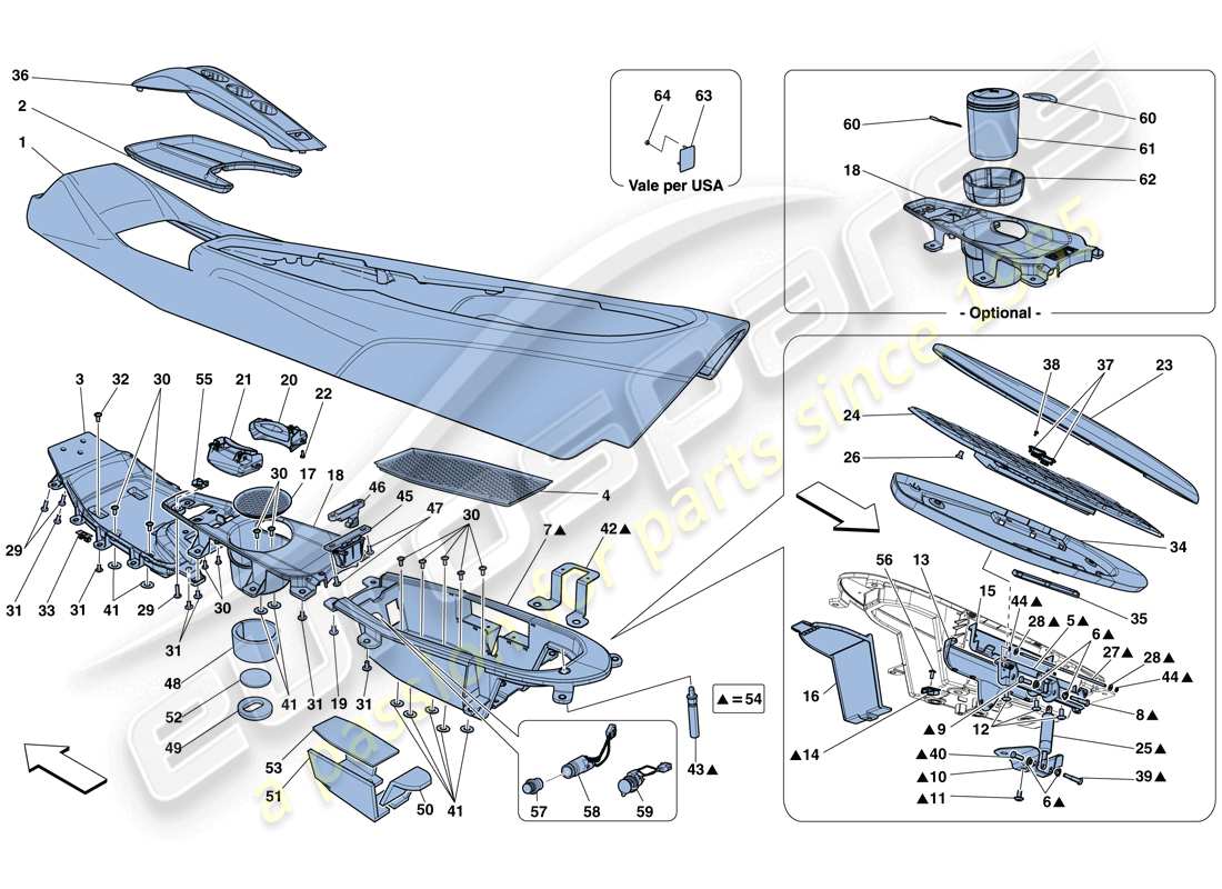 ferrari f12 berlinetta (rhd) tunnel - substructure and accessories parts diagram