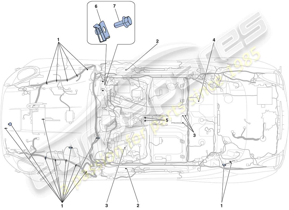 ferrari california (europe) various fastenings for the electrical system parts diagram