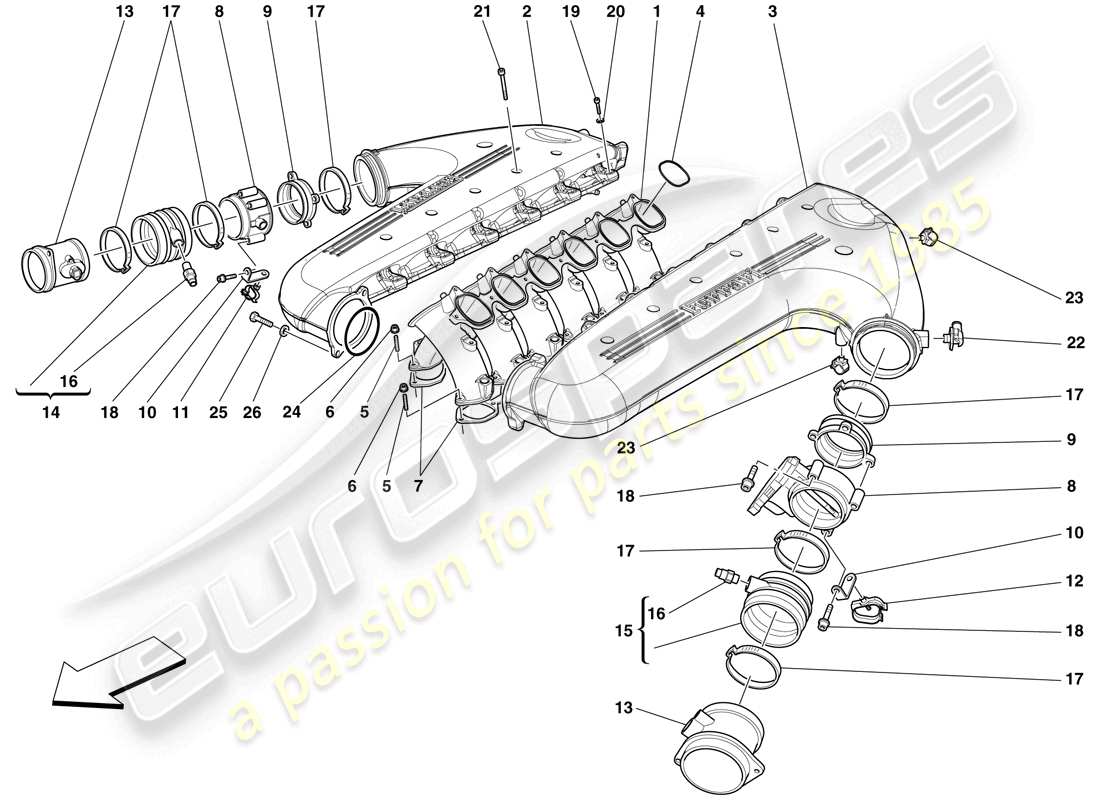 ferrari 599 gto (rhd) intake manifold parts diagram
