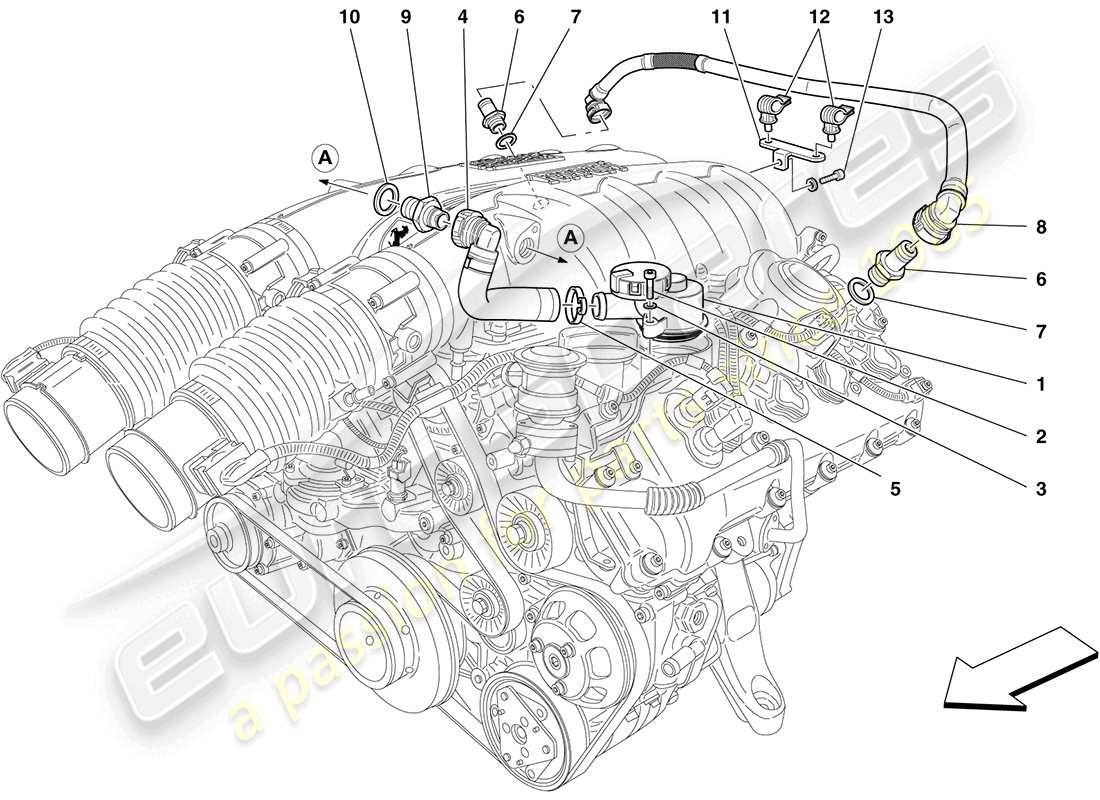 ferrari california (usa) vapour oil recovery system parts diagram