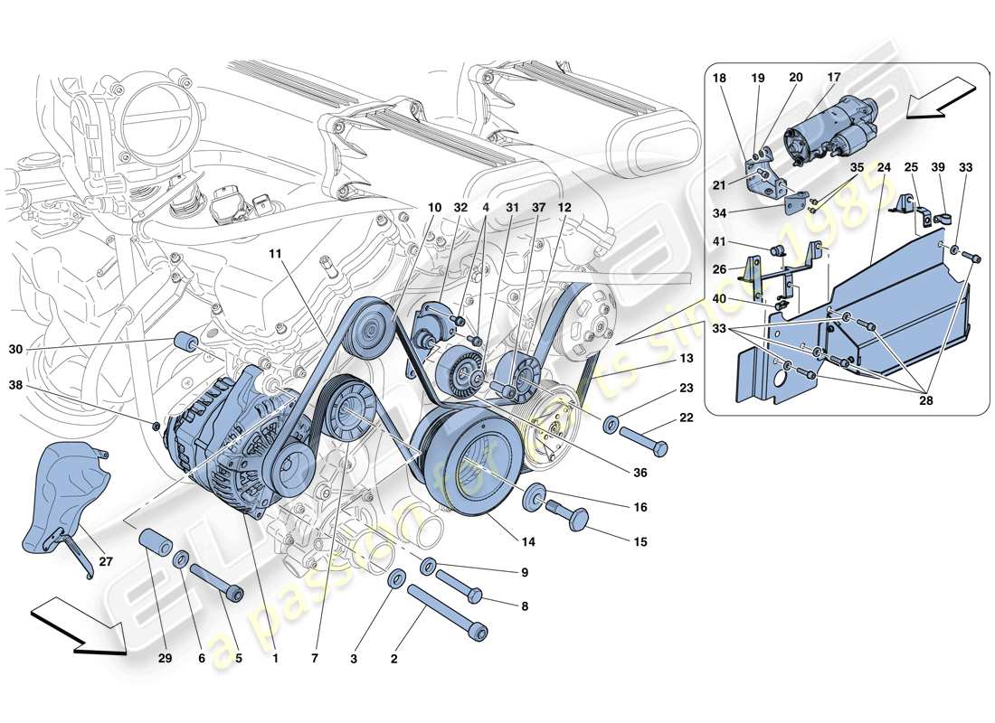 ferrari f12 tdf (rhd) alternator - starter motor parts diagram
