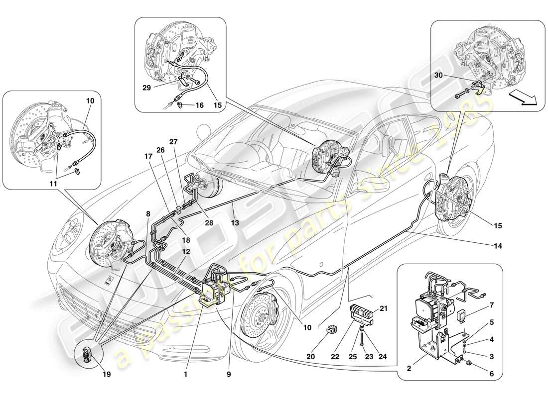 ferrari 612 scaglietti (usa) brake system parts diagram
