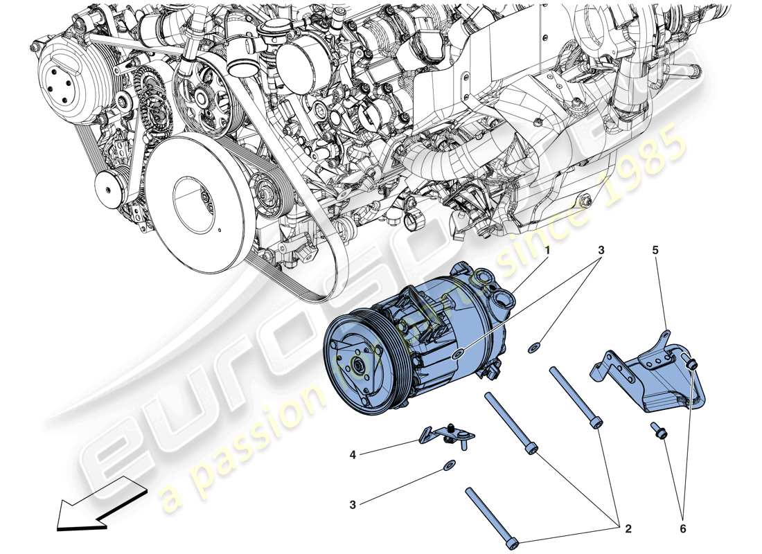 ferrari 488 gtb (rhd) ac system compressor parts diagram