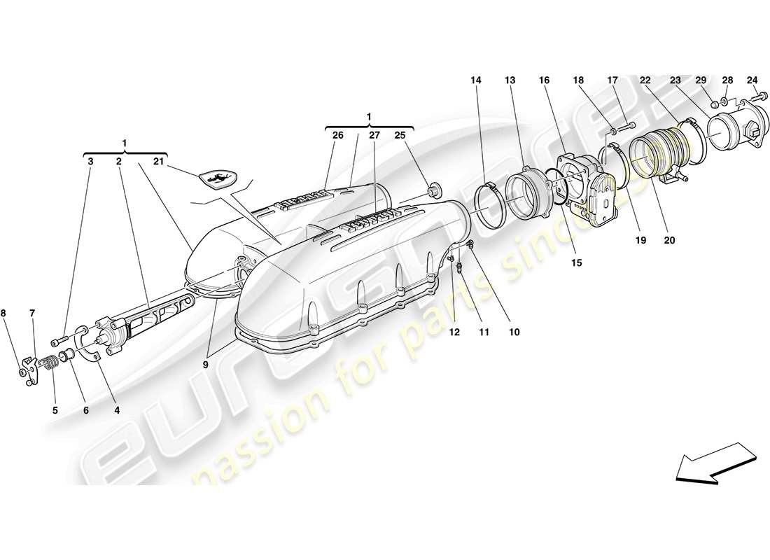 ferrari f430 coupe (usa) intake manifold cover part diagram