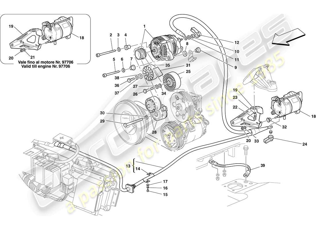 ferrari f430 coupe (usa) alternator - starter motor part diagram